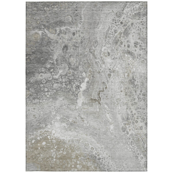 9' X 12' Silver Gray And Taupe Abstract Washable Indoor Outdoor Area Rug