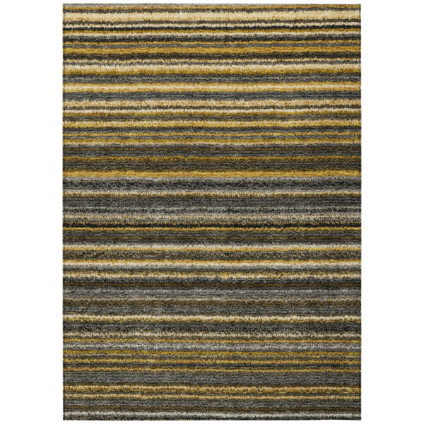 5' X 8' Gold Beige And Wheat Striped Washable Indoor Outdoor Area Rug