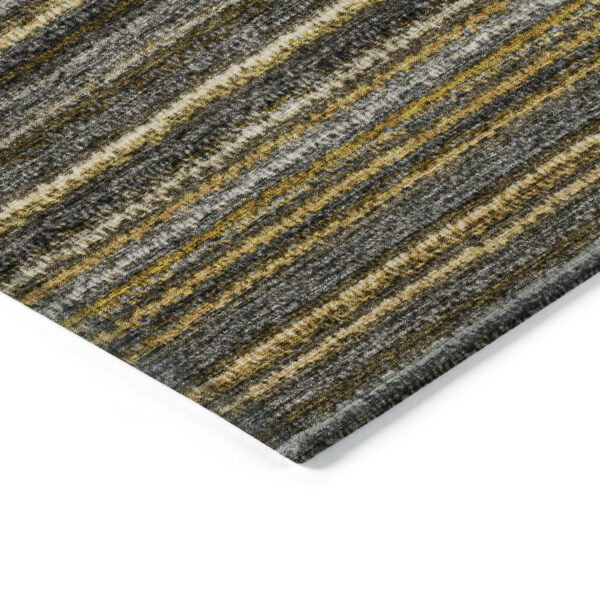 5' X 8' Gold Beige And Wheat Striped Washable Indoor Outdoor Area Rug