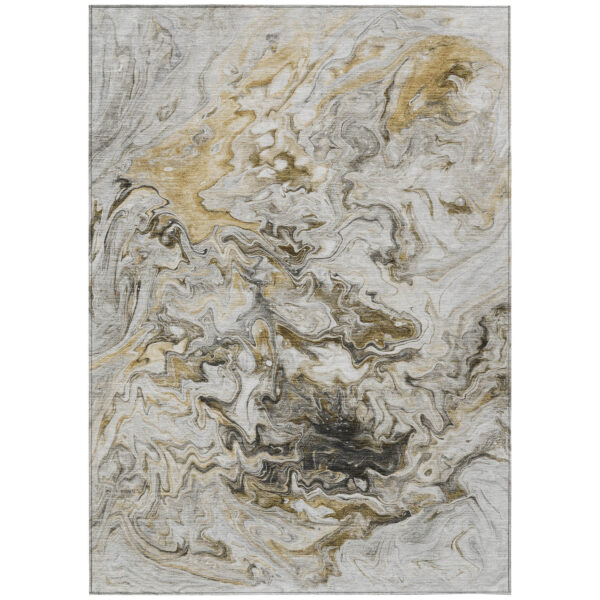 3' X 5' Taupe Beige And Ivory Abstract Washable Indoor Outdoor Area Rug