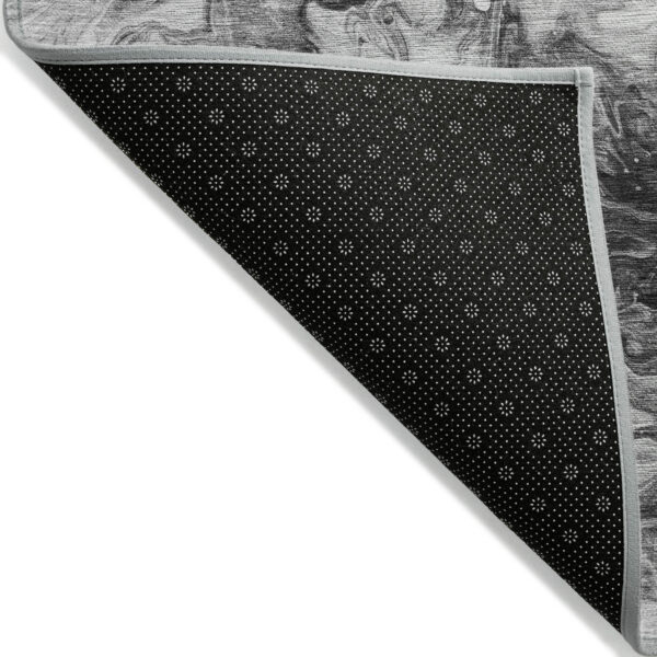 3' X 5' Gray Charcoal And Silver Abstract Washable Indoor Outdoor Area Rug