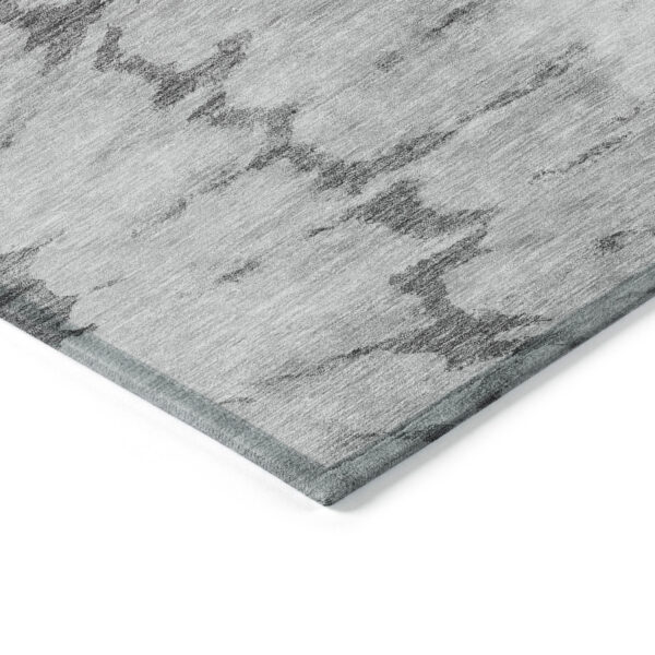 5' X 8' Gray Silver And Charcoal Abstract Washable Indoor Outdoor Area Rug