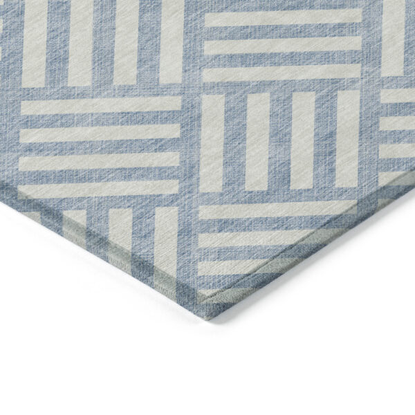 8' X 10' Sky Blue And Ivory Geometric Washable Indoor Outdoor Area Rug