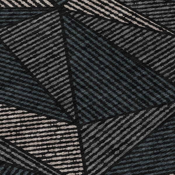 5' X 8' Black Charcoal And Gray Geometric Washable Indoor Outdoor Area Rug