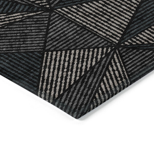 5' X 8' Black Charcoal And Gray Geometric Washable Indoor Outdoor Area Rug