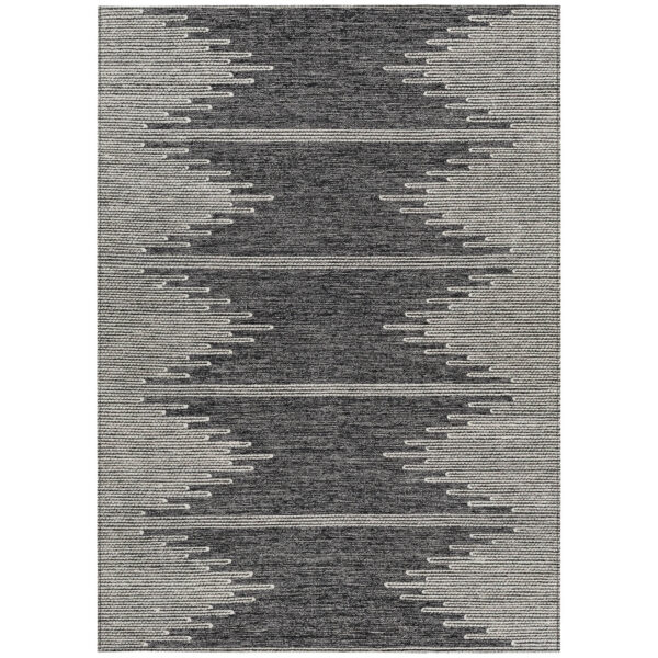 3' X 5' Charcoal And Ivory Abstract Washable Indoor Outdoor Area Rug