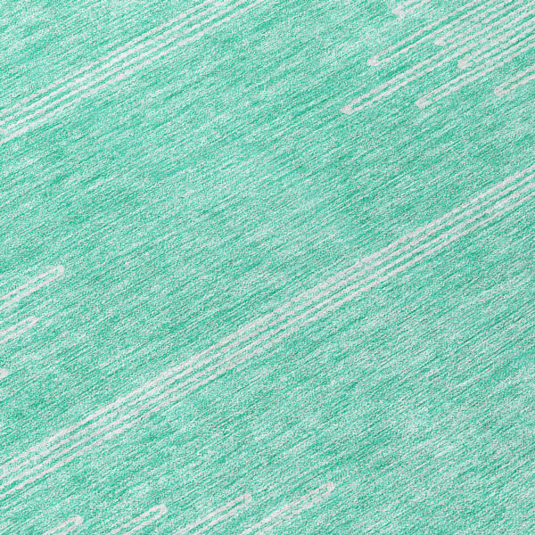 8' Aquamarine And Ivory Round Abstract Washable Indoor Outdoor Area Rug