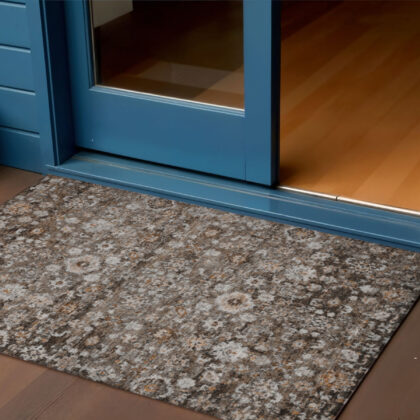 3' X 5' Dark Brown Brown And Taupe Oriental Washable Indoor Outdoor Area Rug