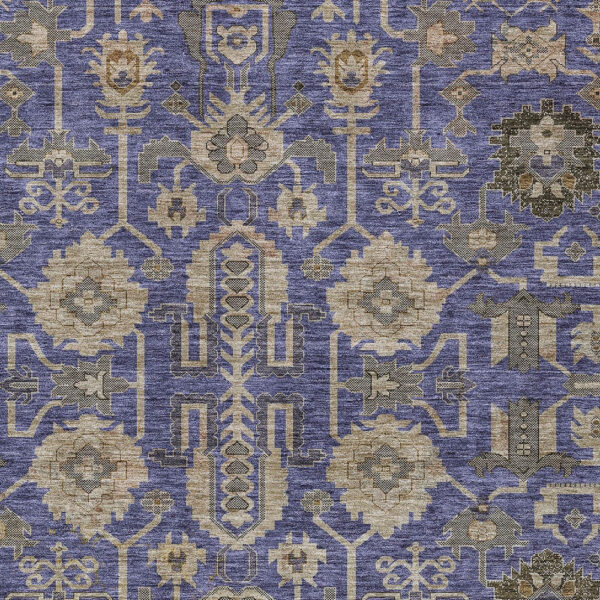 3' X 5' Purple Beige And Taupe Oriental Washable Indoor Outdoor Area Rug
