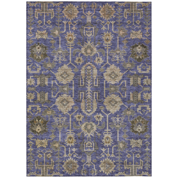 3' X 5' Purple Beige And Taupe Oriental Washable Indoor Outdoor Area Rug