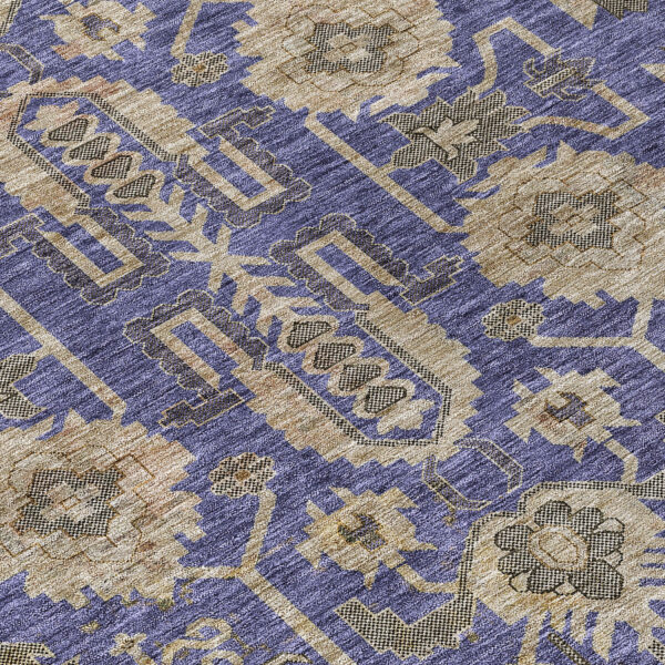 3' X 5' Purple Beige And Taupe Oriental Washable Indoor Outdoor Area Rug
