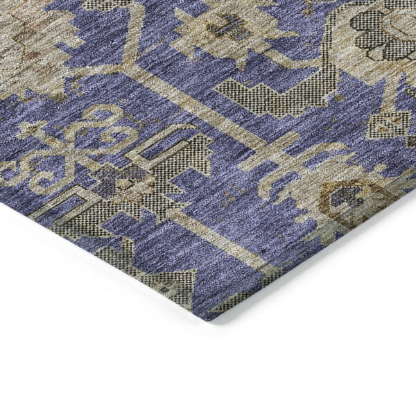3' X 5' Purple Beige And Taupe Oriental Washable Indoor Outdoor Area Rug