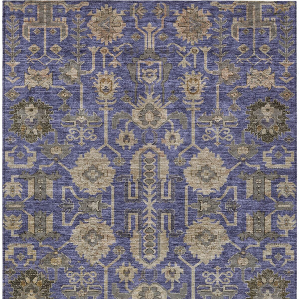 3' X 5' Purple Beige And Taupe Oriental Washable Indoor Outdoor Area Rug