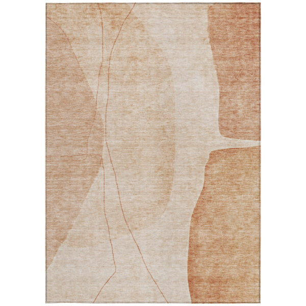 10' X 14' Terra Cotta Orange And Copper Abstract Washable Indoor Outdoor Area Rug