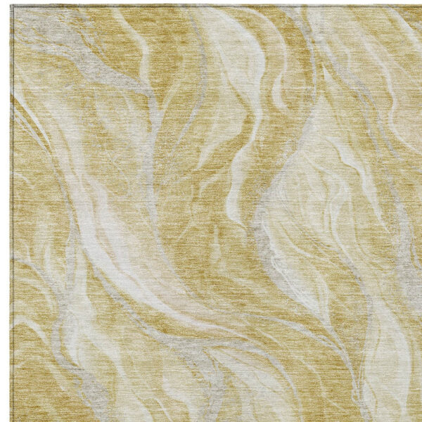 10' X 14' Gold Beige And Ivory Abstract Washable Indoor Outdoor Area Rug