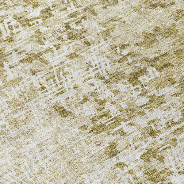 8' Taupe Beige And Ivory Round Abstract Washable Indoor Outdoor Area Rug