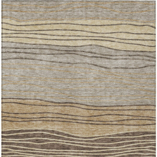 10' X 14' Taupe Brown And Beige Striped Washable Indoor Outdoor Area Rug