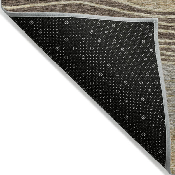 10' X 14' Taupe Brown And Beige Striped Washable Indoor Outdoor Area Rug