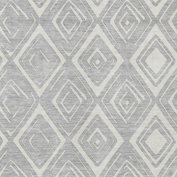 8' X 10' Silver And Ivory Geometric Washable Indoor Outdoor Area Rug
