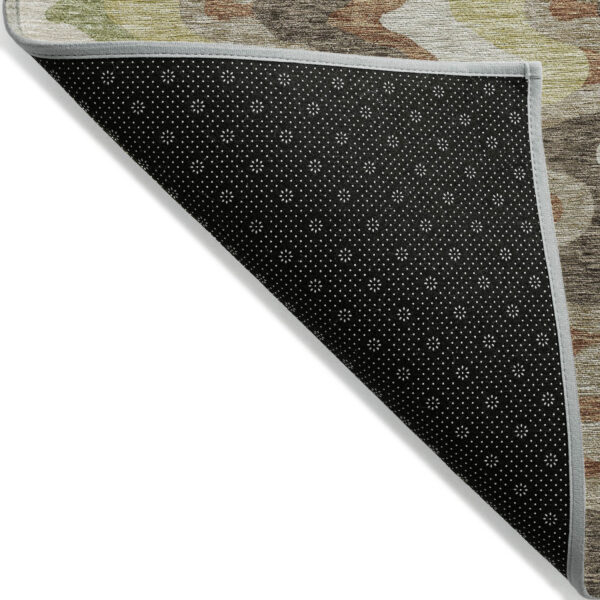 8' X 10' Chocolate Copper And Artichoke Green Abstract Washable Indoor Outdoor Area Rug