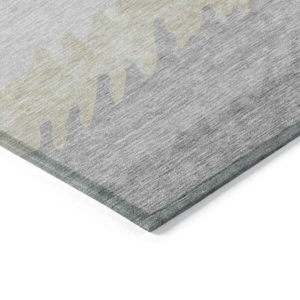 9' X 12' Silver Gray And Beige Striped Washable Indoor Outdoor Area Rug