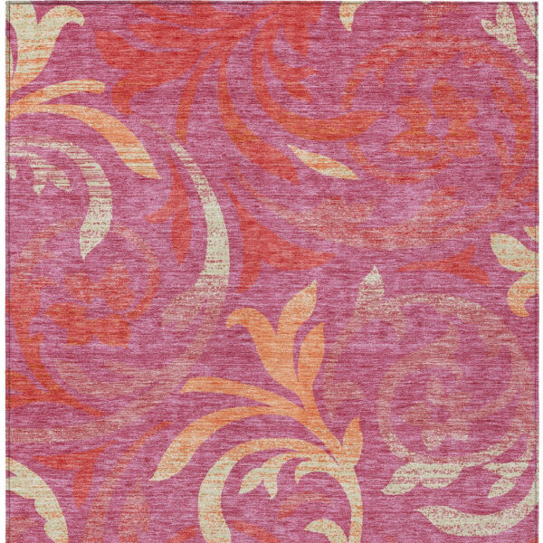 8' X 10' Blush Orange And Ivory Floral Washable Indoor Outdoor Area Rug