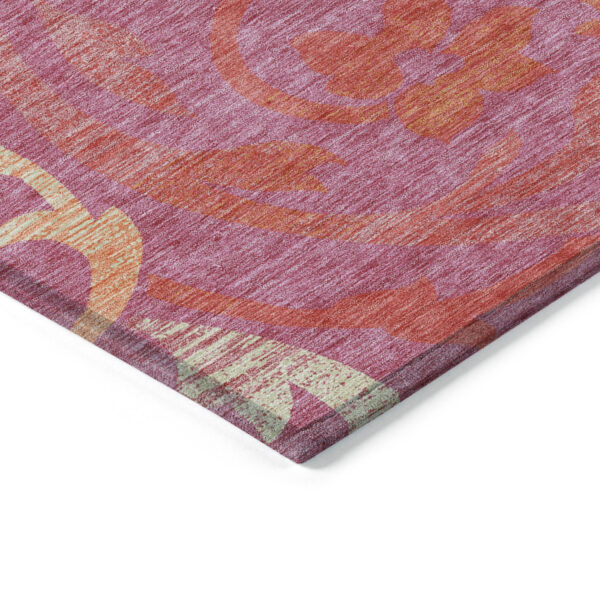8' X 10' Blush Orange And Ivory Floral Washable Indoor Outdoor Area Rug