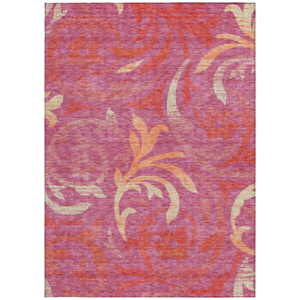 8' X 10' Blush Orange And Ivory Floral Washable Indoor Outdoor Area Rug