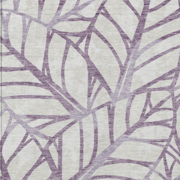 3' X 5' Purple Lavender And Beige Floral Washable Indoor Outdoor Area Rug