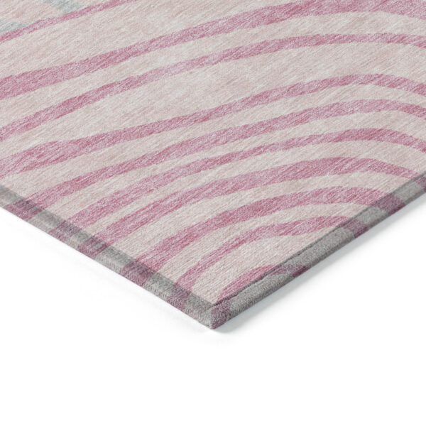 9' X 12' Pink Ivory And Gray Abstract Washable Indoor Outdoor Area Rug