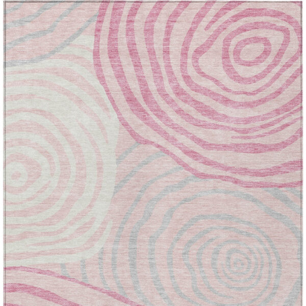 9' X 12' Pink Ivory And Gray Abstract Washable Indoor Outdoor Area Rug