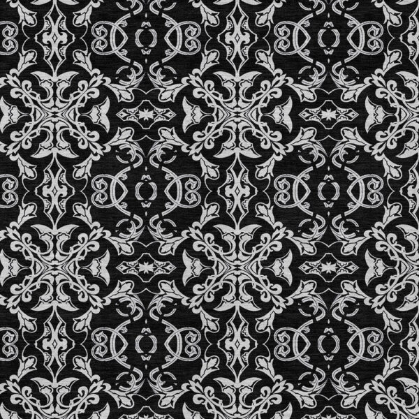 5' X 8' Ivory And Black Medallion Washable Indoor Outdoor Area Rug