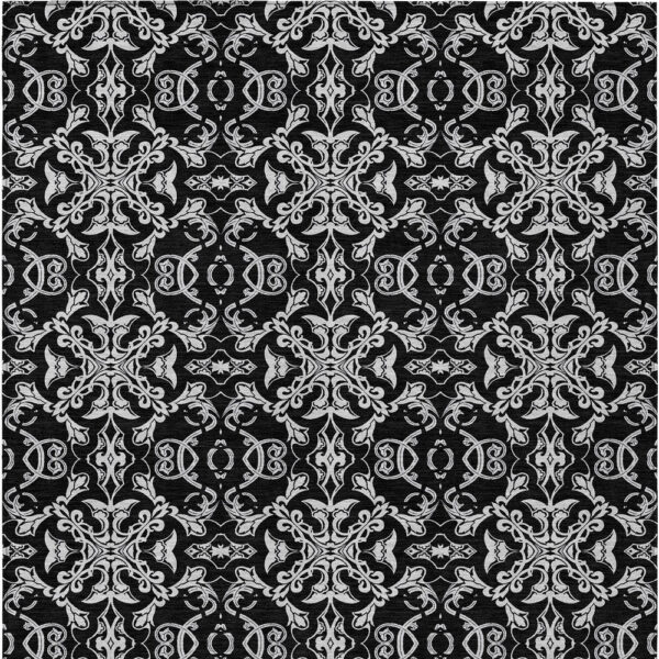 5' X 8' Ivory And Black Medallion Washable Indoor Outdoor Area Rug