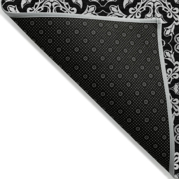 5' X 8' Ivory And Black Medallion Washable Indoor Outdoor Area Rug