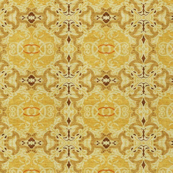 5' X 8' Orange Copper And Gold Medallion Washable Indoor Outdoor Area Rug