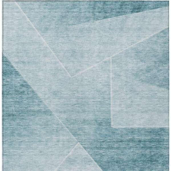 10' X 14' Teal Blue And Aqua Abstract Washable Indoor Outdoor Area Rug