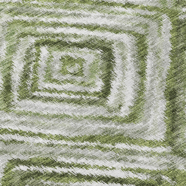 8' Artichoke Green Green And Sage Round Geometric Washable Indoor Outdoor Area Rug