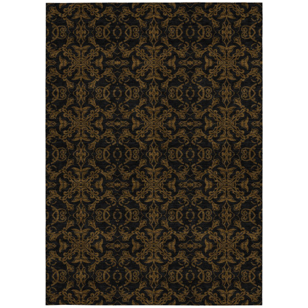 9' X 12' Brown And Black Medallion Washable Indoor Outdoor Area Rug