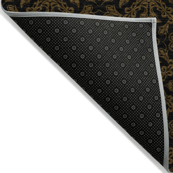 9' X 12' Brown And Black Medallion Washable Indoor Outdoor Area Rug