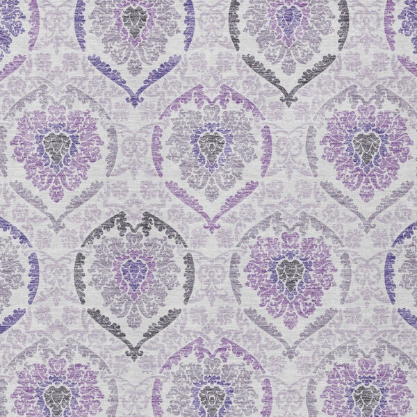 9' X 12' Purple Lavender And Gray Medallion Washable Indoor Outdoor Area Rug