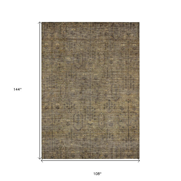 9' X 12' Brown And Beige Southwestern Washable Indoor Outdoor Area Rug