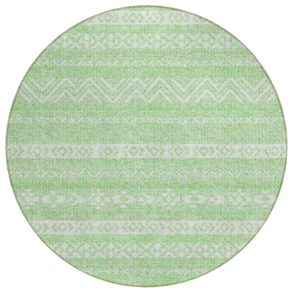 8' Lime Green And Green Round Southwestern Washable Indoor Outdoor Area Rug