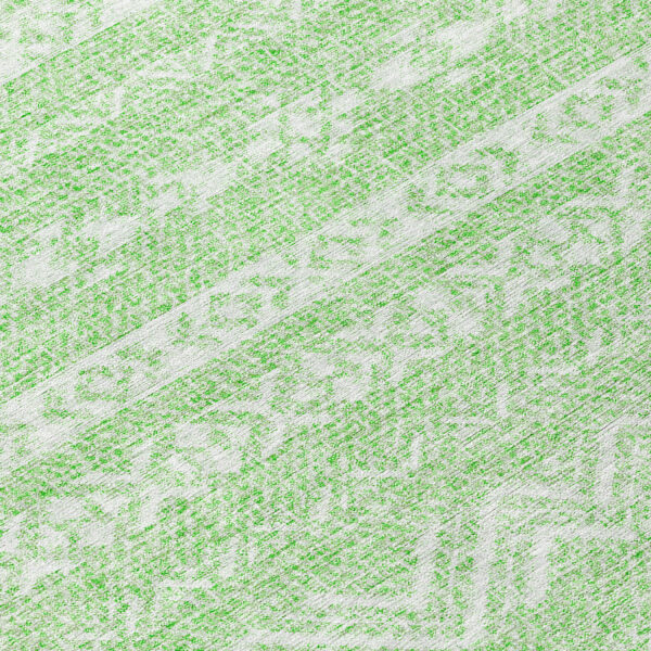 8' Lime Green And Green Round Southwestern Washable Indoor Outdoor Area Rug