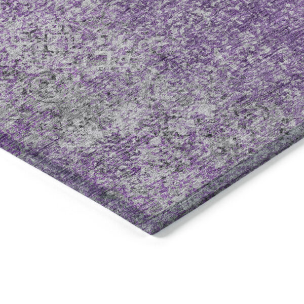10' X 14' Plum Purple And Silver Oriental Washable Indoor Outdoor Area Rug