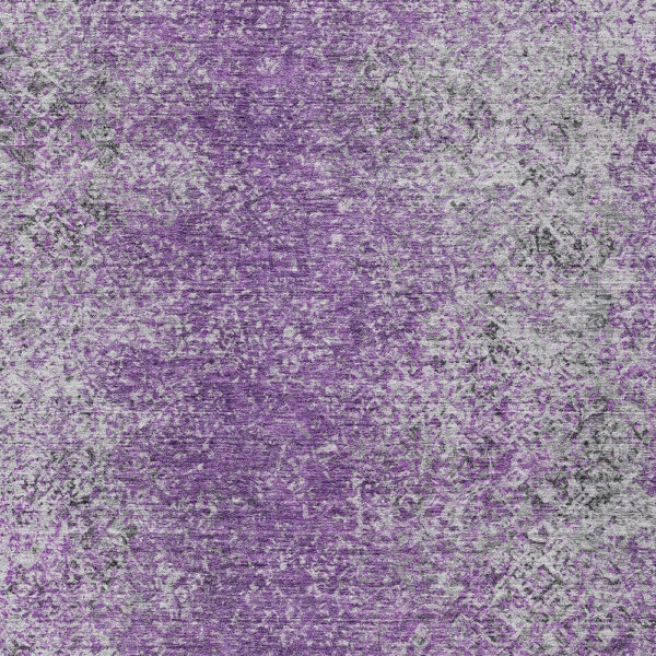 10' X 14' Plum Purple And Silver Oriental Washable Indoor Outdoor Area Rug