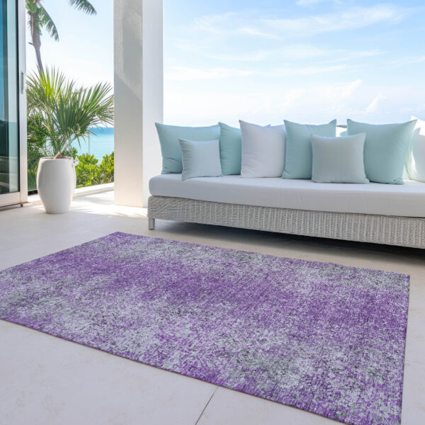 10' X 14' Plum Purple And Silver Oriental Washable Indoor Outdoor Area Rug