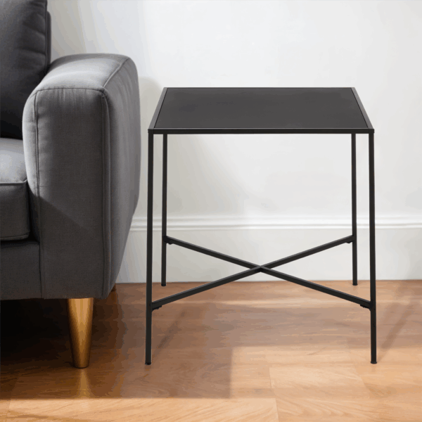 22" Black Steel Square End Table