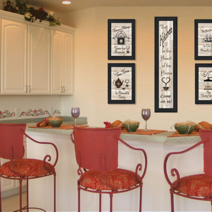 Set Of Five Kitchen Friendship 2 Black Framed Print Kitchen Wall Art