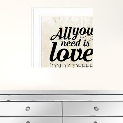 All You Need Is Love And Coffee 1 White Framed Print Wall Art