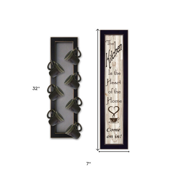 Set Of Two Come On In With Seven Peg Mug Rack 2 Black Framed Print Wall Art